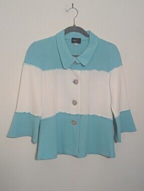 Andria Lieu Collection Women’s Small Turquoise White Colorblock Jacket Made USA